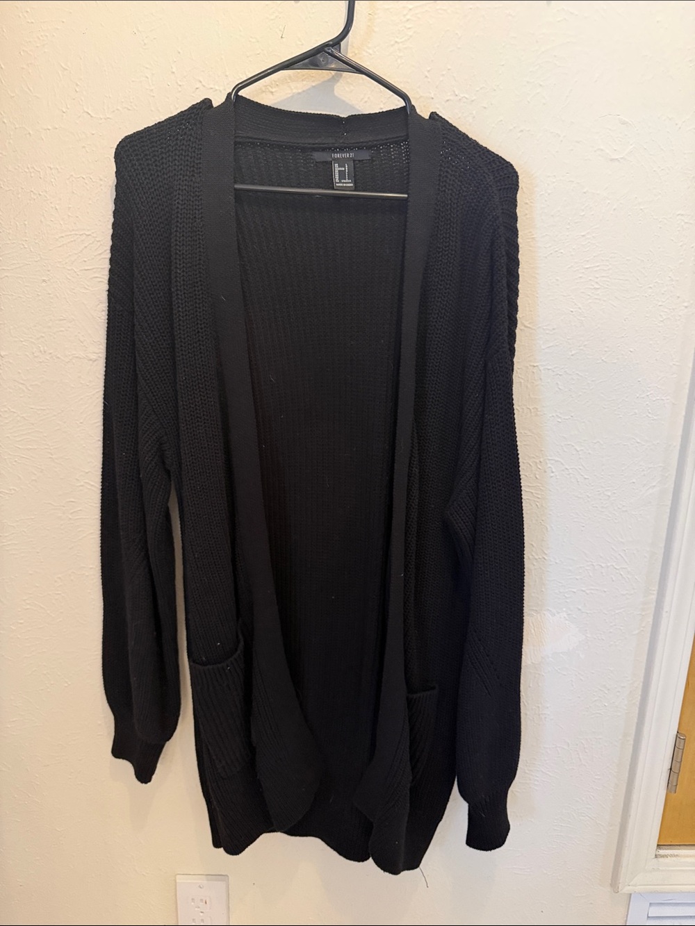 Forever 21 Black Open-Front Knit Cardigan